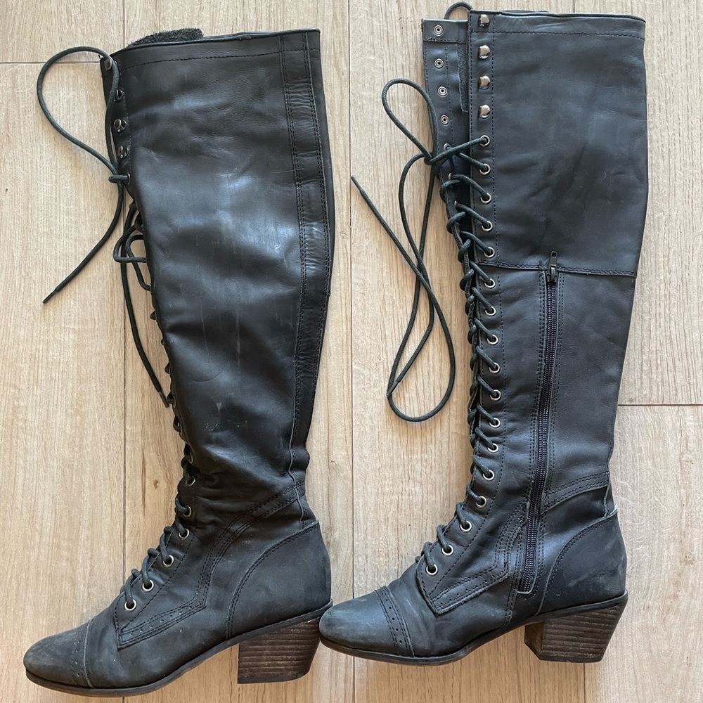 Jeffery Campbell Joe lace-up knee high boots